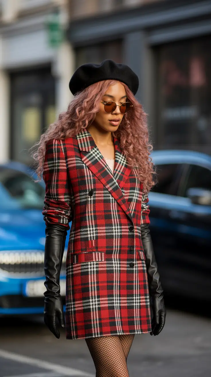 brunch outfits 2026 Parisian Plaid Charm