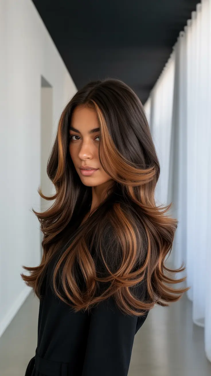 hair color for tan skin 2026 Copper Espresso Flow