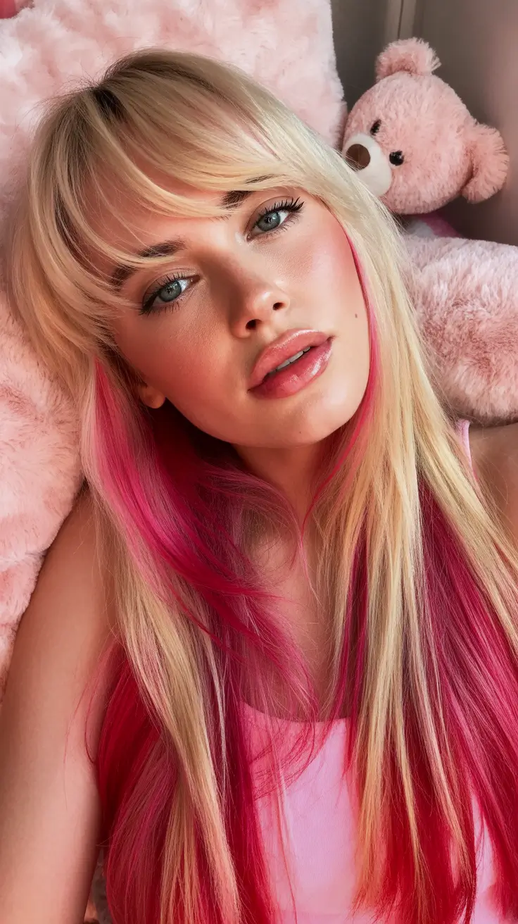 blonde hair color 2026 Playful Strawberry Blonde Layers