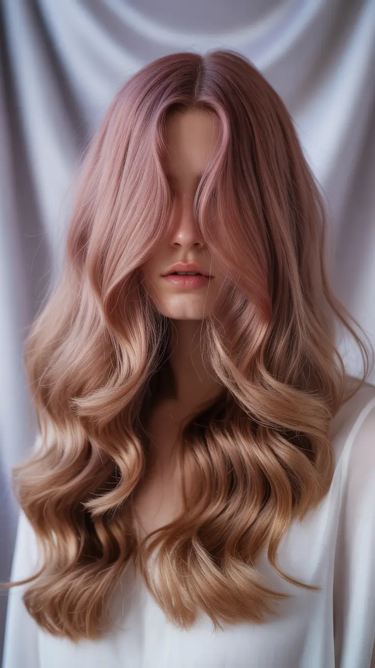 blonde hair color 2026 Velvety Ash Rose Waves