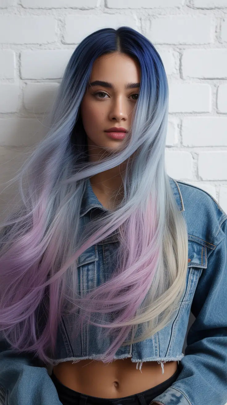 blonde hair color 2026 Cool Icy Pastel Gradient