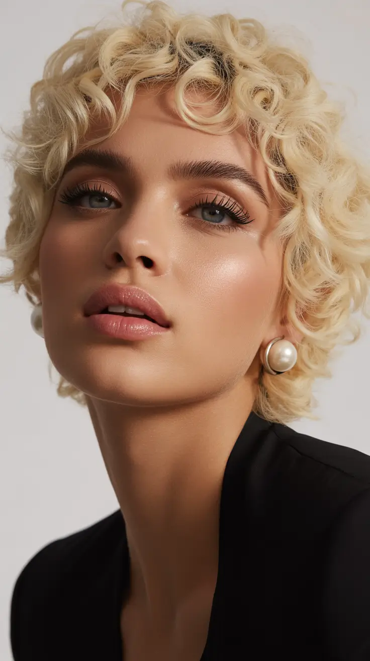 blonde hair color 2026 Classic Short Platinum Curls