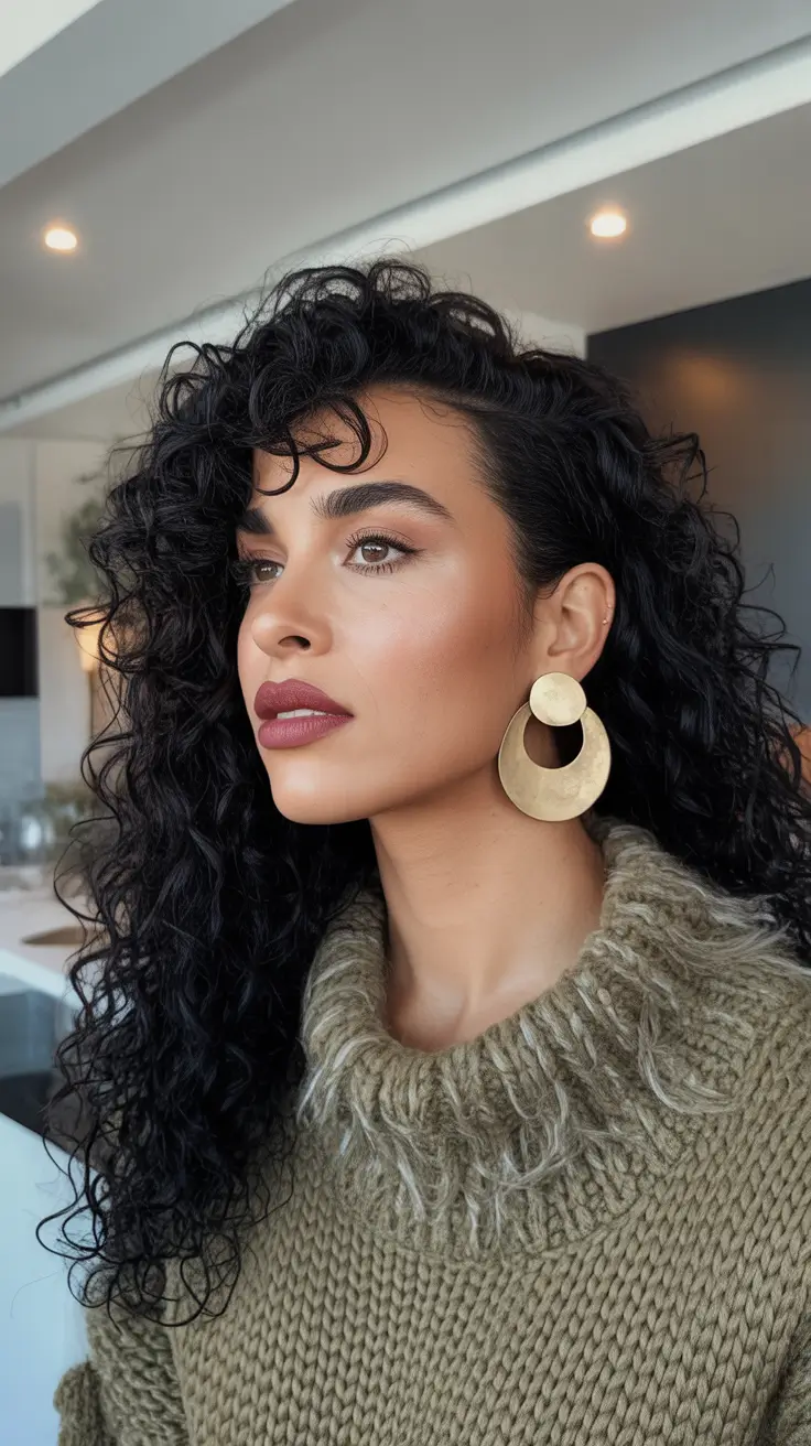 brunette hair color 2026 Modern Curly Volume with Latte Depth