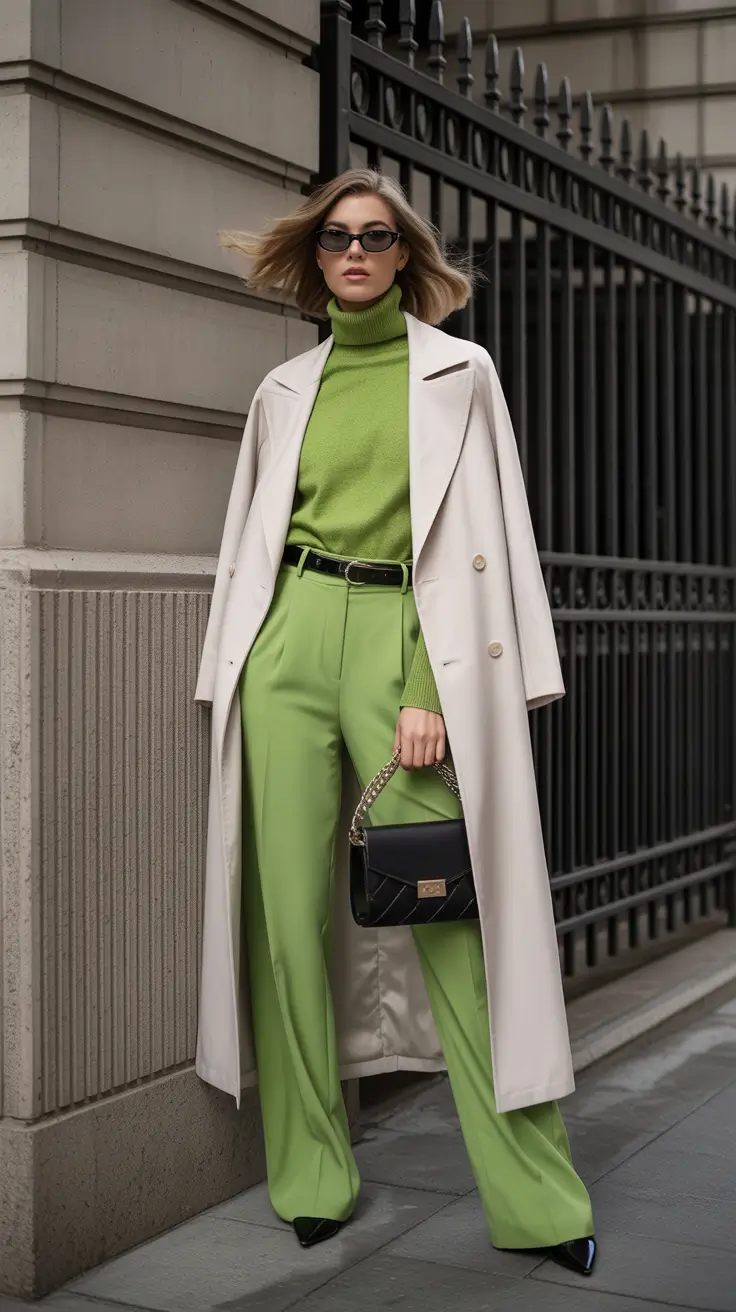 business casual outfits 2026 Vibrant Confidence Green Energy
