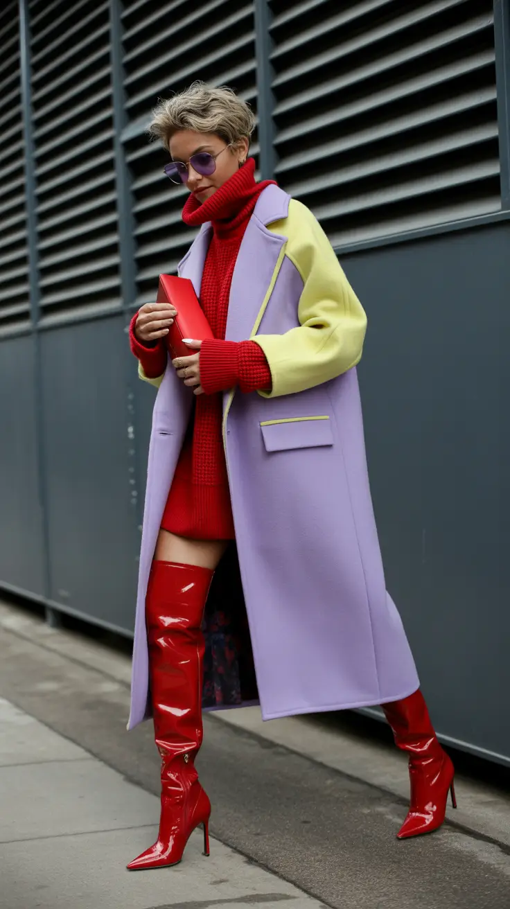 Capsule Wardrobe Outfits 2026 Color-Blocking Winter