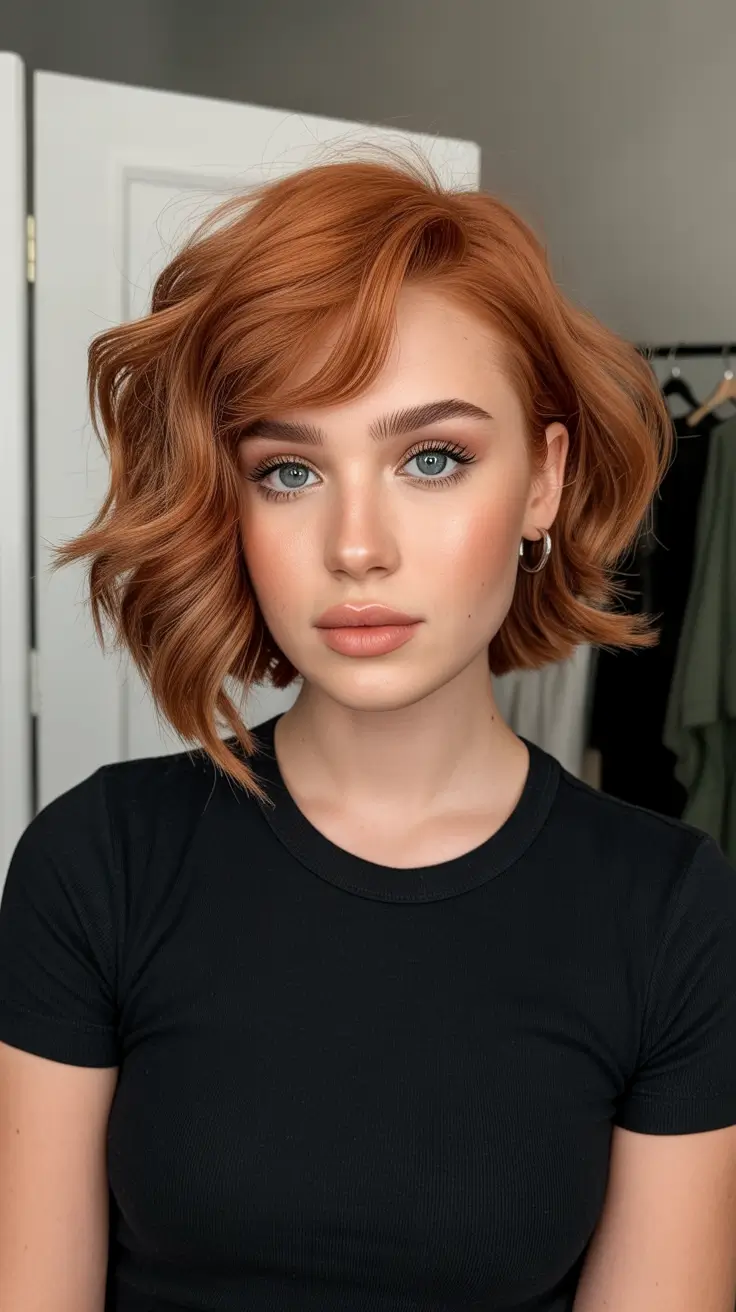 bob haircut 2026 Soft Copper Waves Bob