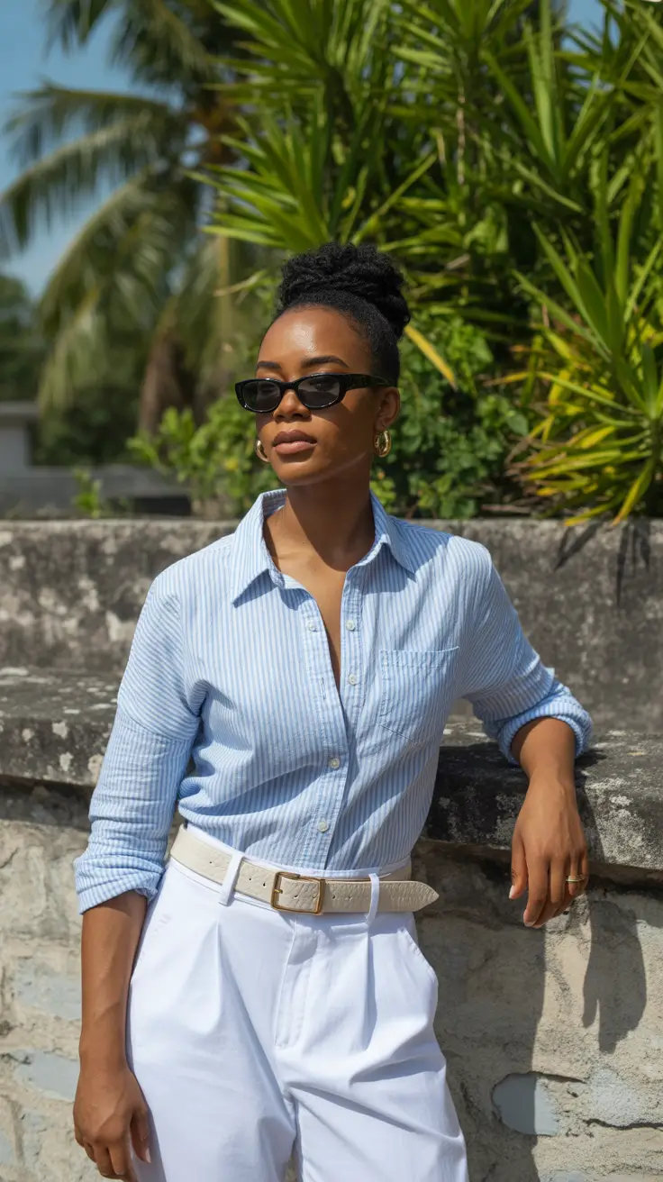 outfits for black women 2026 Timeless White and Blue for Effortless Days