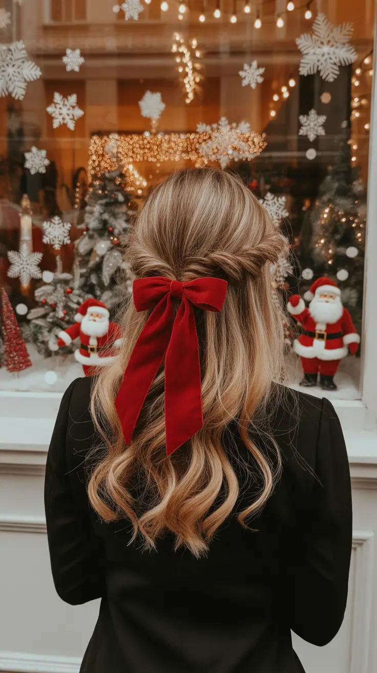 Christmas Holiday Hairstyles for Party 2025 Velvet Ribbon Romance