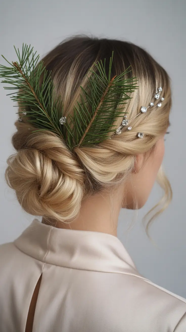 Christmas Holiday Hairstyles for Party 2025 Evergreen Luxe Bun