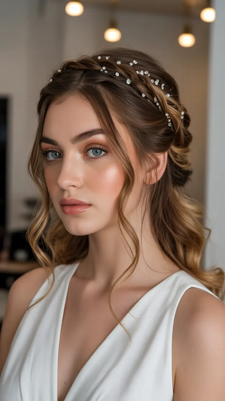 christmas party hairstyles 2025 Glistening Braided Elegance