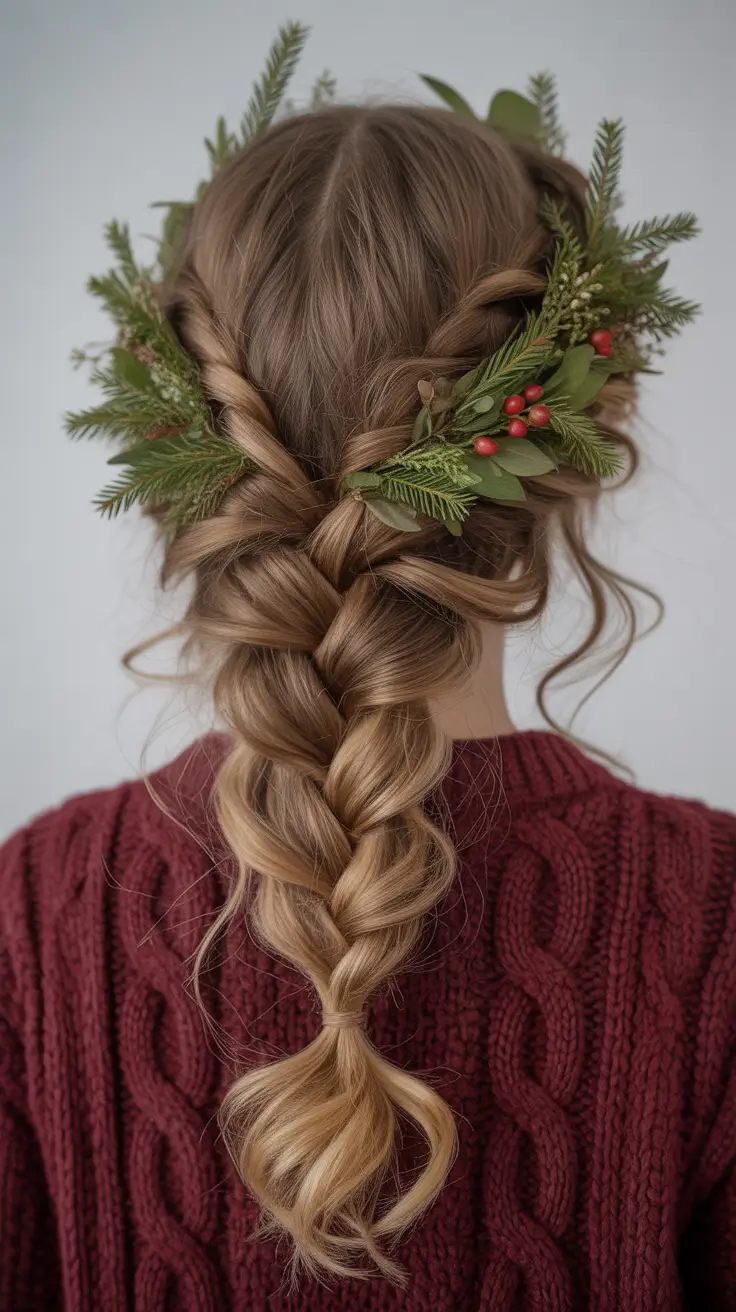 Christmas Holiday Hairstyles for Party 2025 Frosted Forest Braid