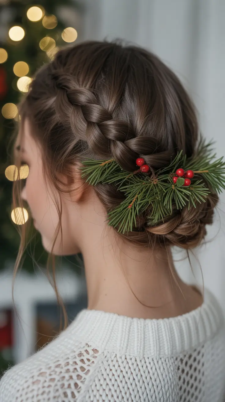 Christmas Holiday Hairstyles for Party 2025 Winter Crown Braid