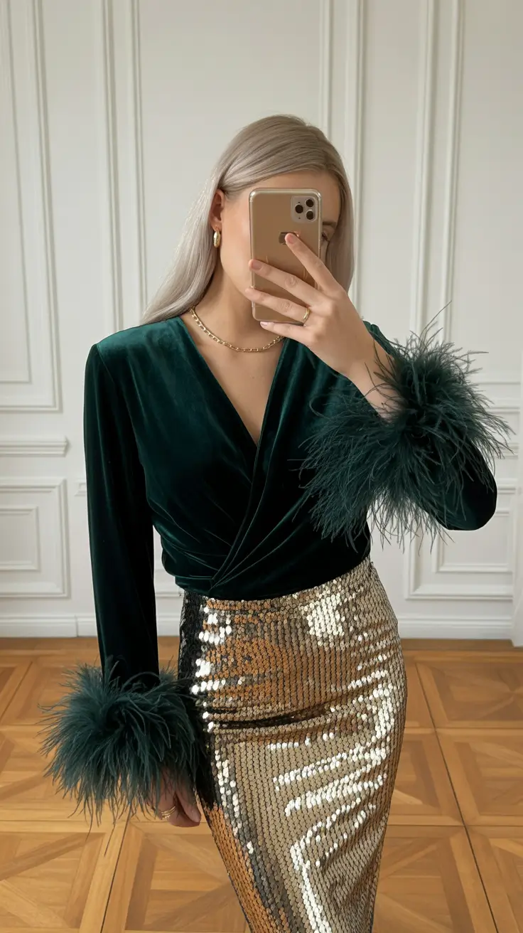 christmas party outfits 2025 Emerald Luxe Moment
