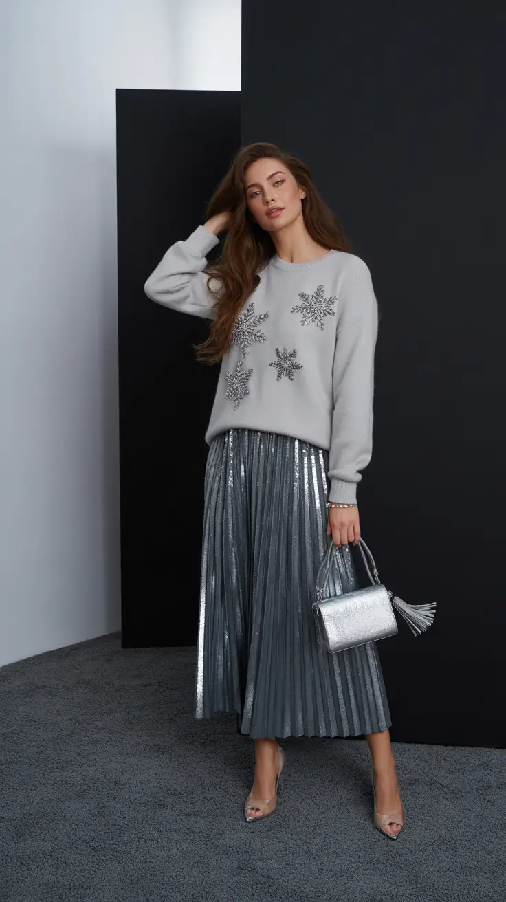 christmas party outfits 2025 Frosted Comfort Chic