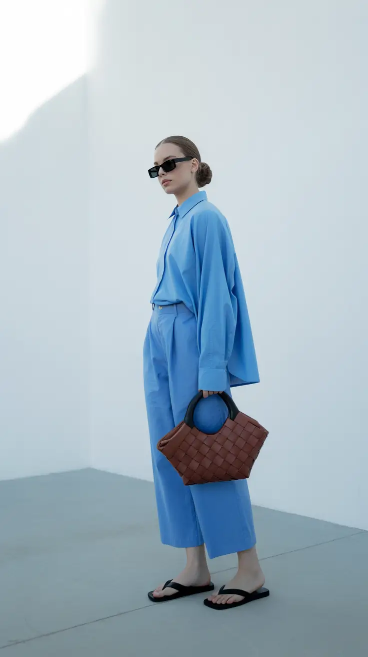 comfy outfits 2026 Cool Blue Minimalism