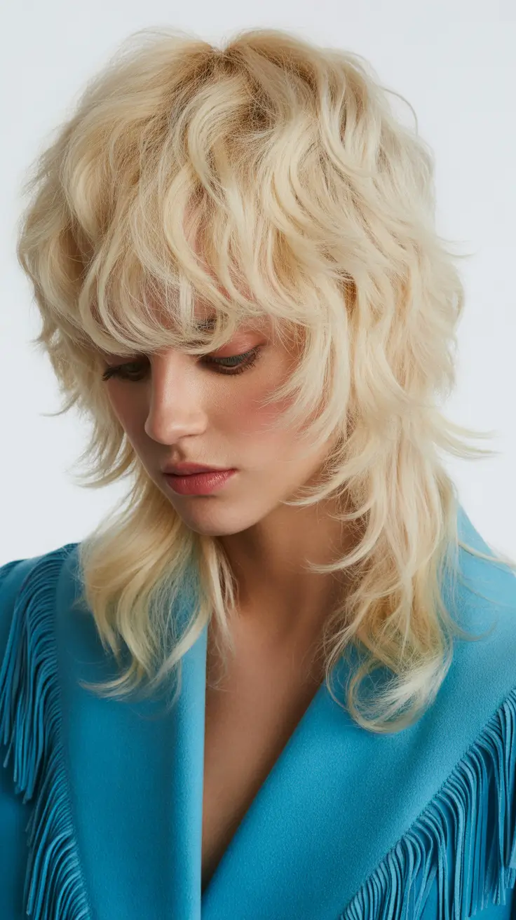 haircuts for medium hair 2026 Fluffy Platinum Wolf Layers