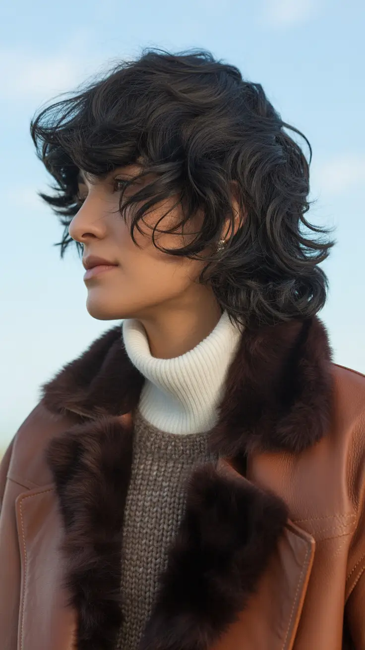 haircuts for thin fine hair 2026 Textured Brunette Shag with Short Layers