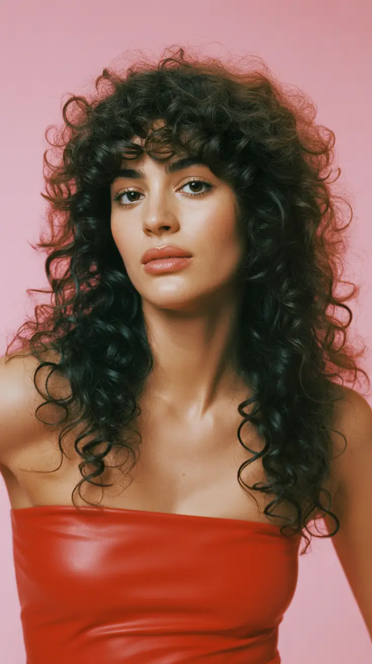 haircuts for thin fine hair 2026 Brunette Curly Layers with Bangs