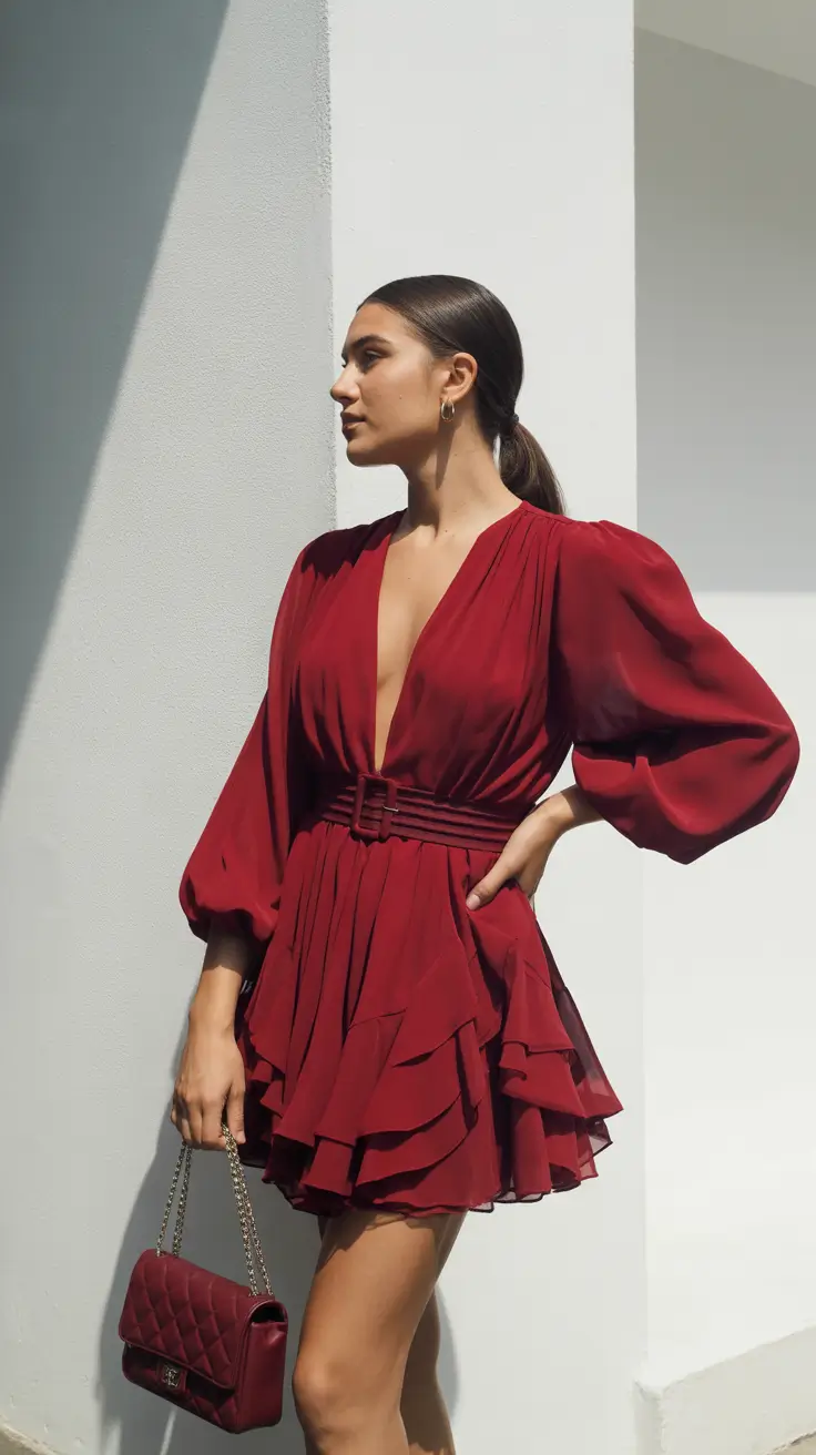 cute outfits 2026 Crimson Layers of Confidence