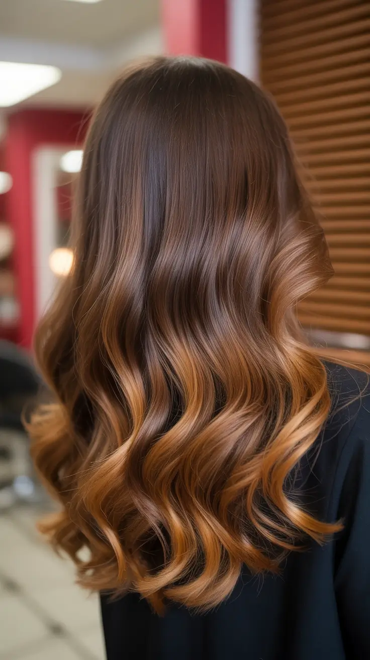 dark brown hair color 2026 Caramel Smoke Fade