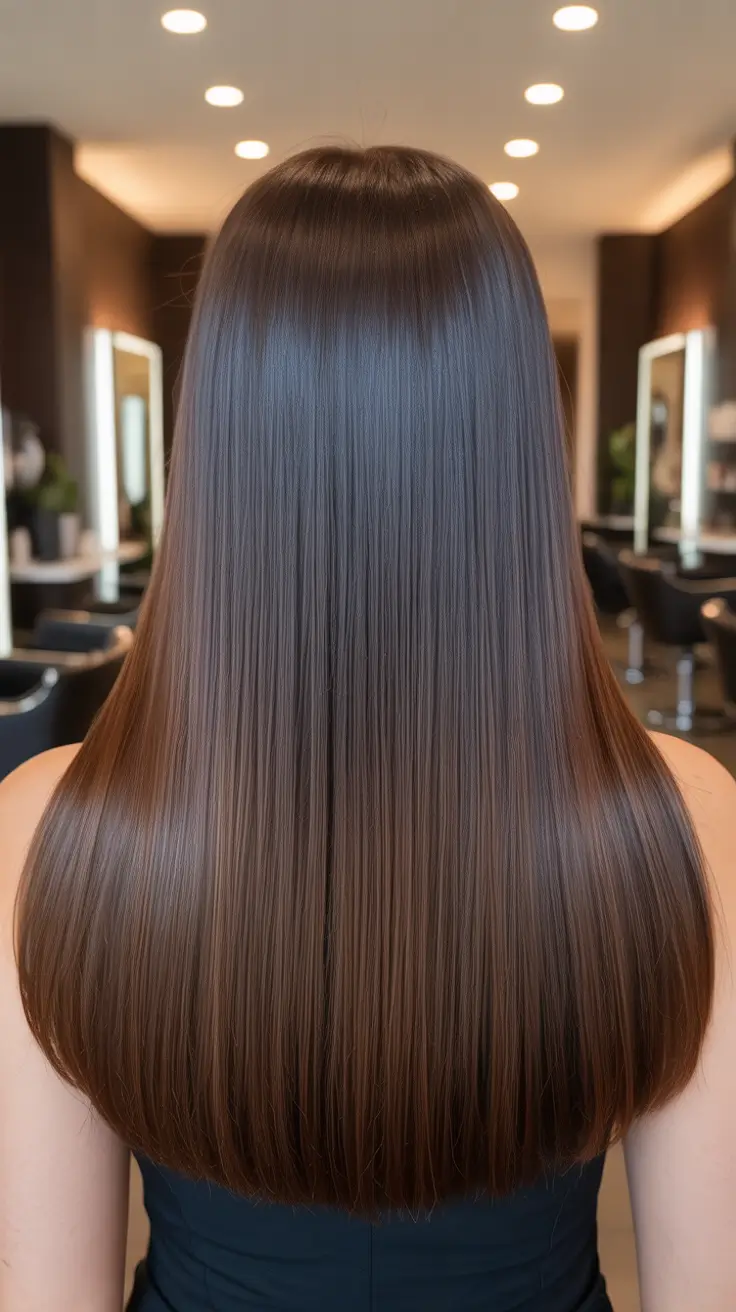 dark brown hair color 2026 Glossy Straight Elegance