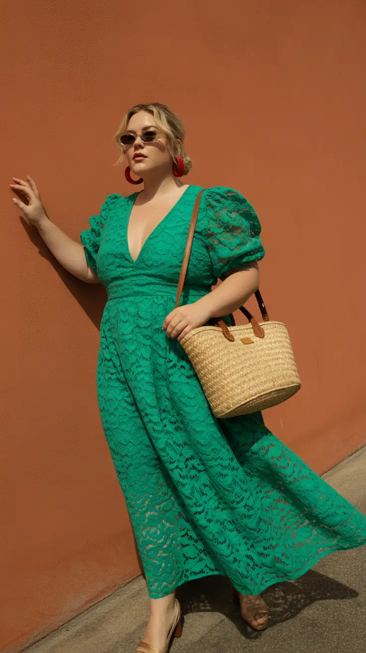 plus size outfits 2026 Emerald Boho Glow