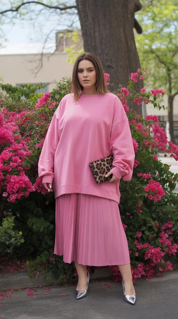 plus size outfits 2026 Pretty in Monochrome Pink