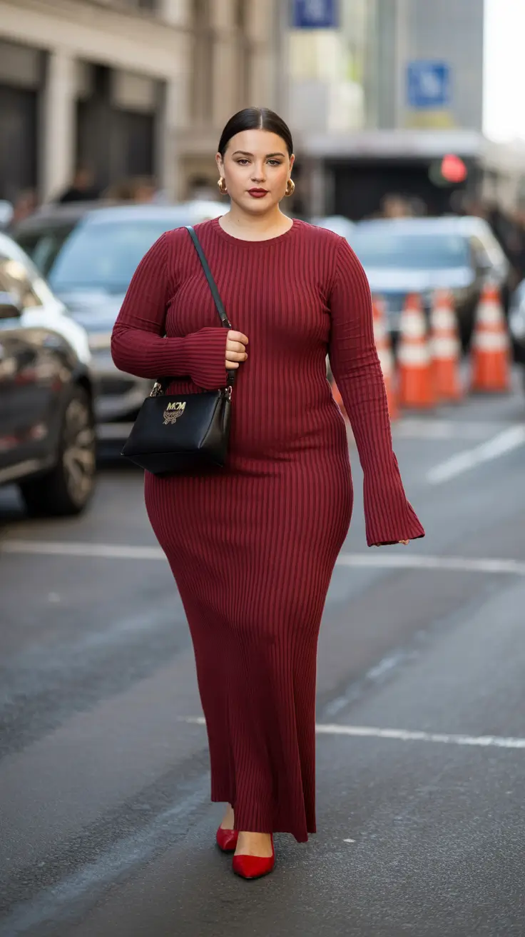plus size outfits 2026 Burgundy Street Glam