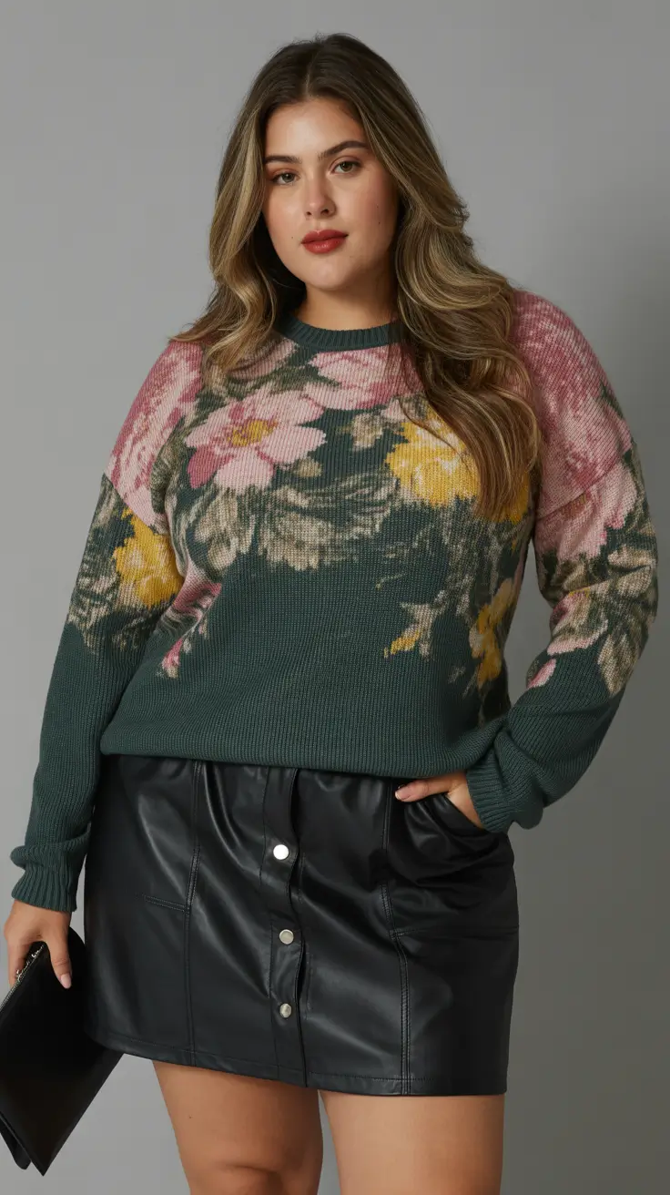 plus size outfits 2026 Leather & Petals Contrast