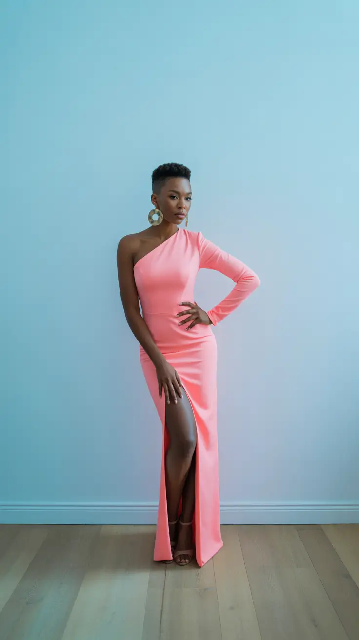 going out outfits 2026 One Shoulder Coral Energy