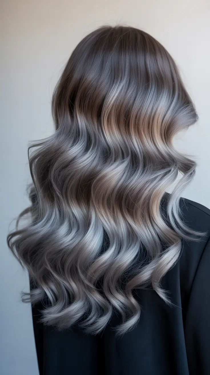 hair color ideas 2026 Cool Dimensional Gray Waves