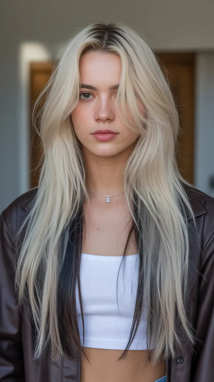 hair color ideas 2026 Contrast Blonde with Shadow Layers