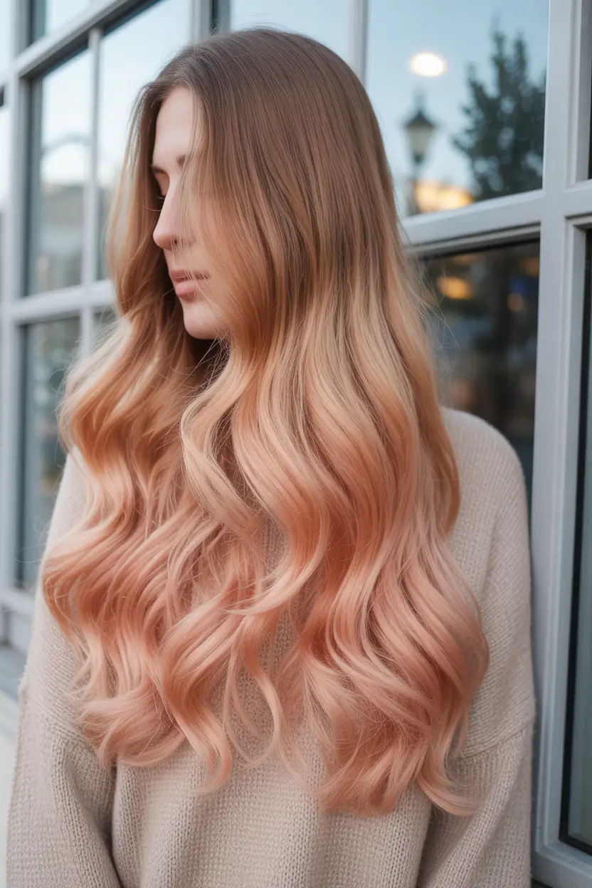 hair color ideas 2026 Peach Rose Melt
