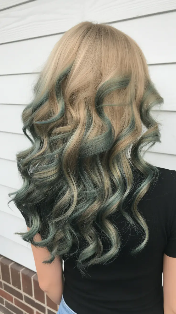 hair color ideas 2026 Emerald-Tipped Curls