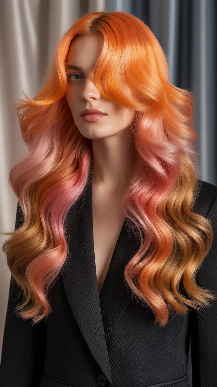Hair Color Ideas to Look Younger 2026 Sunset Blend Waves