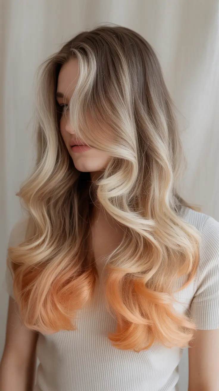Hair Color Ideas to Look Younger 2026 Peach Blonde Fade