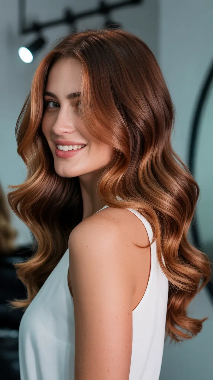 Hair Color Ideas to Look Younger 2026 Copper Waves with Radiant Warmth