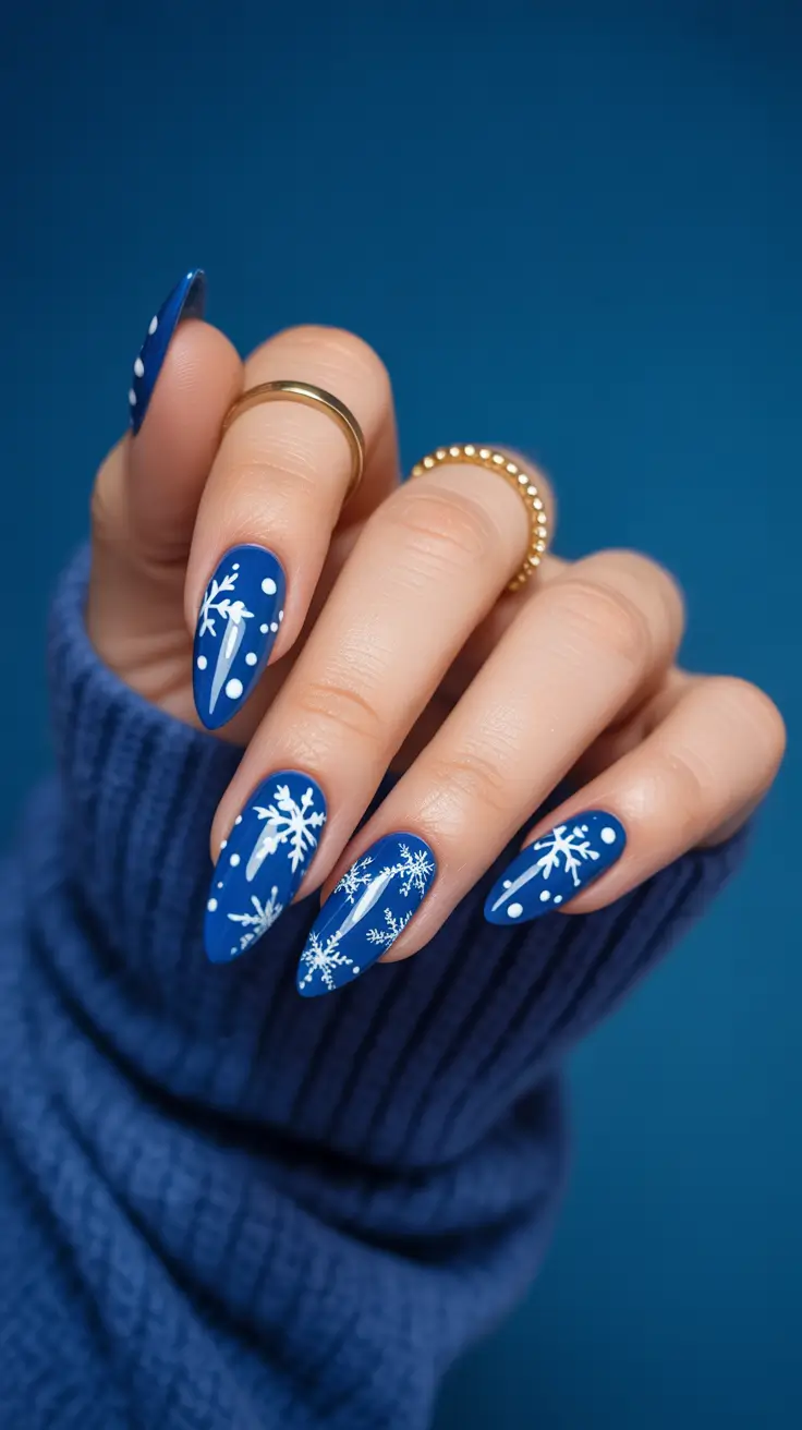Modern Blue Nails Christmas 2025 Starry Winter Tale