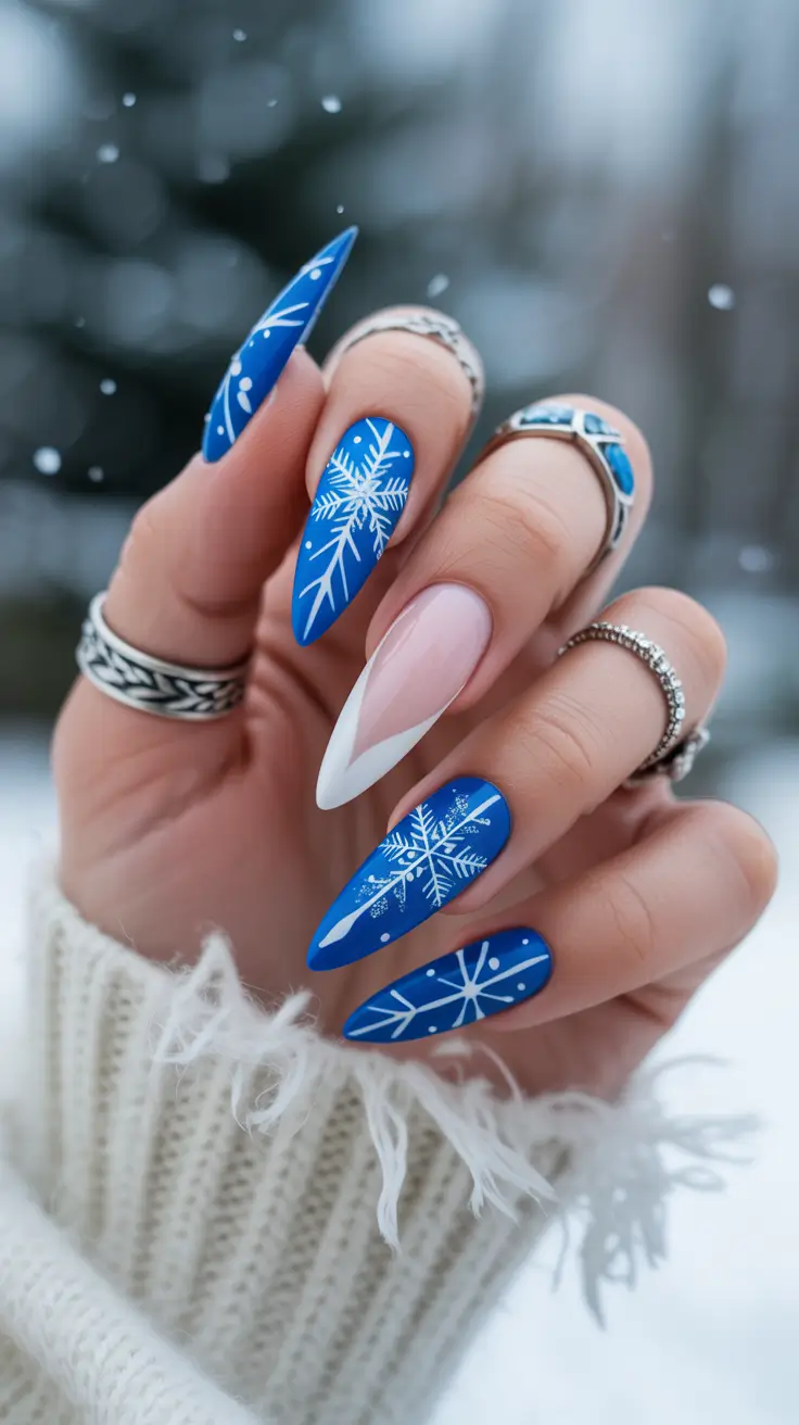 Modern Blue Nails Christmas 2025 Frostbite Fantasy