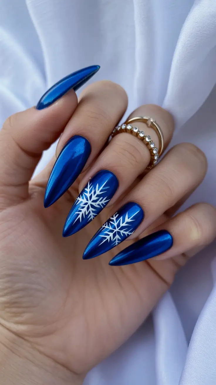 Modern Blue Nails Christmas 2025 Royal Ice Shine