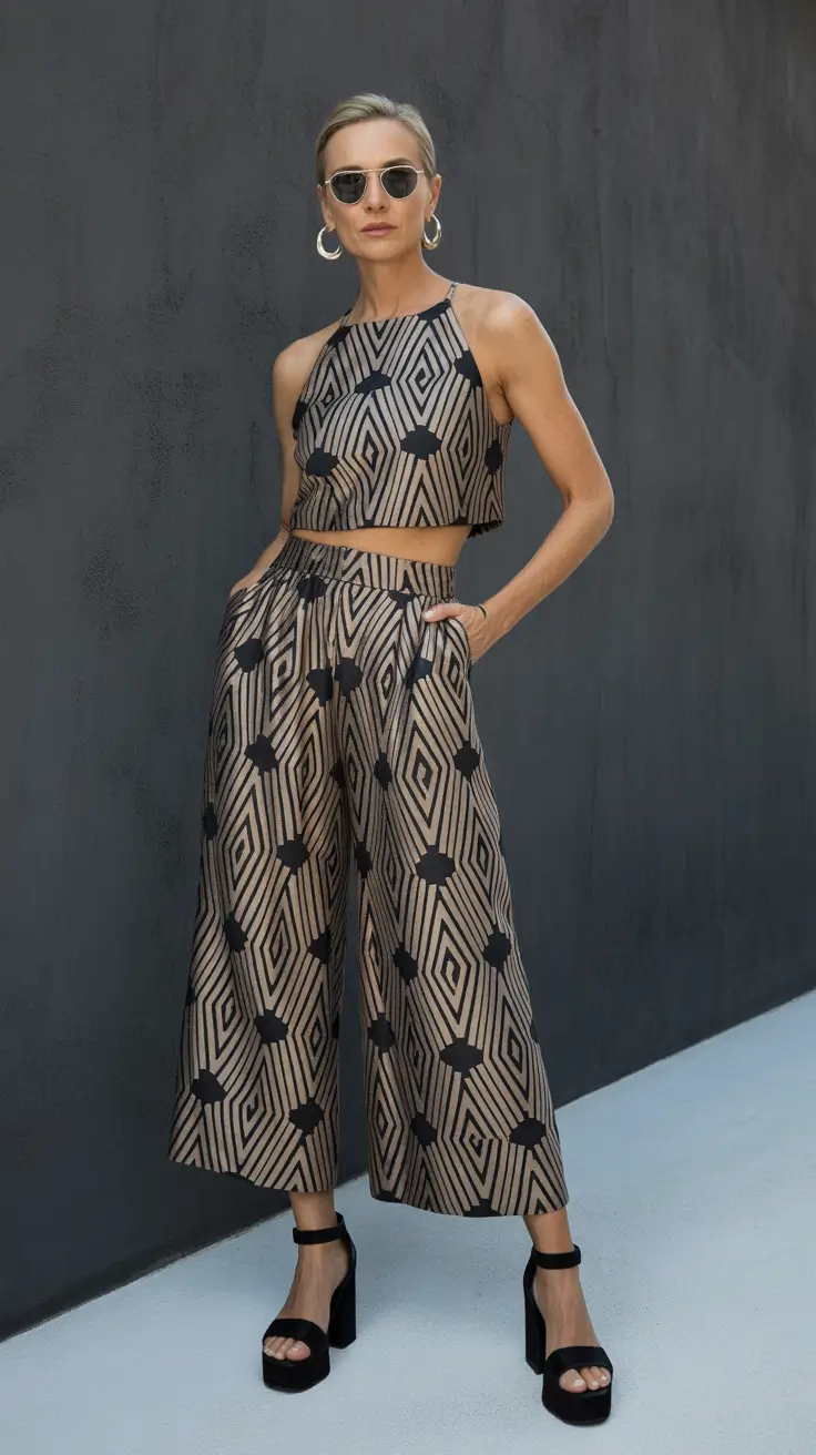 Outfits for Women Over 40 2026 geometric monochrome casual chic