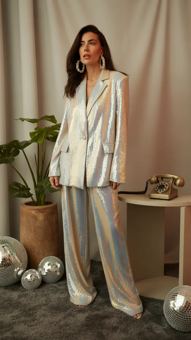 Outfits for Women Over 40 2026 sequin suit glamour