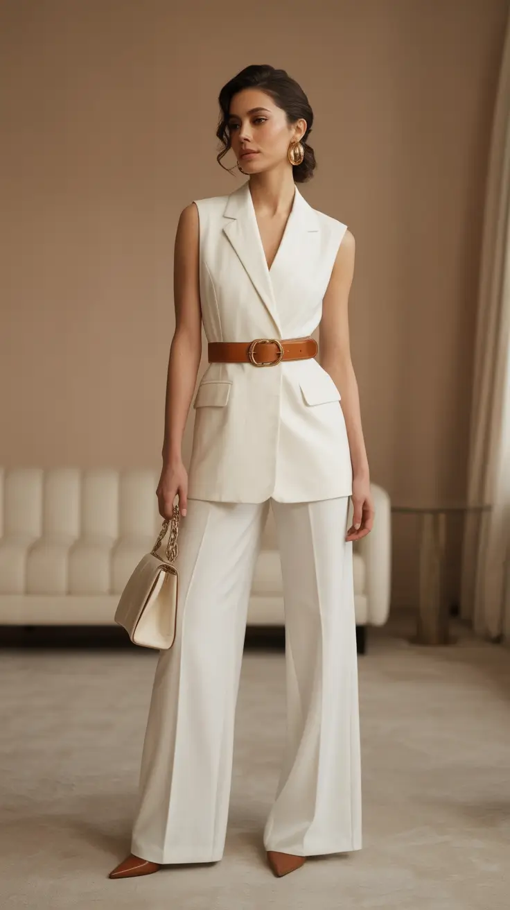 old money outfits 2026 Ivory Power and Belted Poise