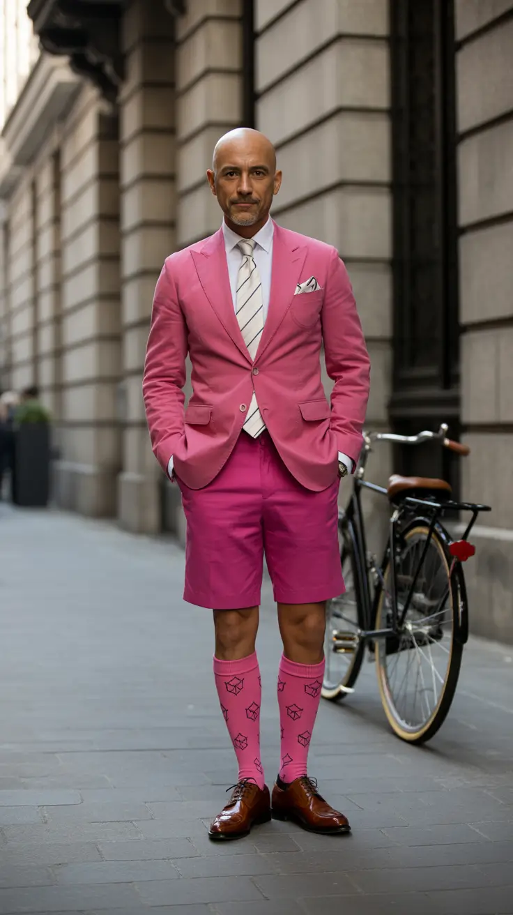 Outfits for Men Over 50 2026 Bold Pink