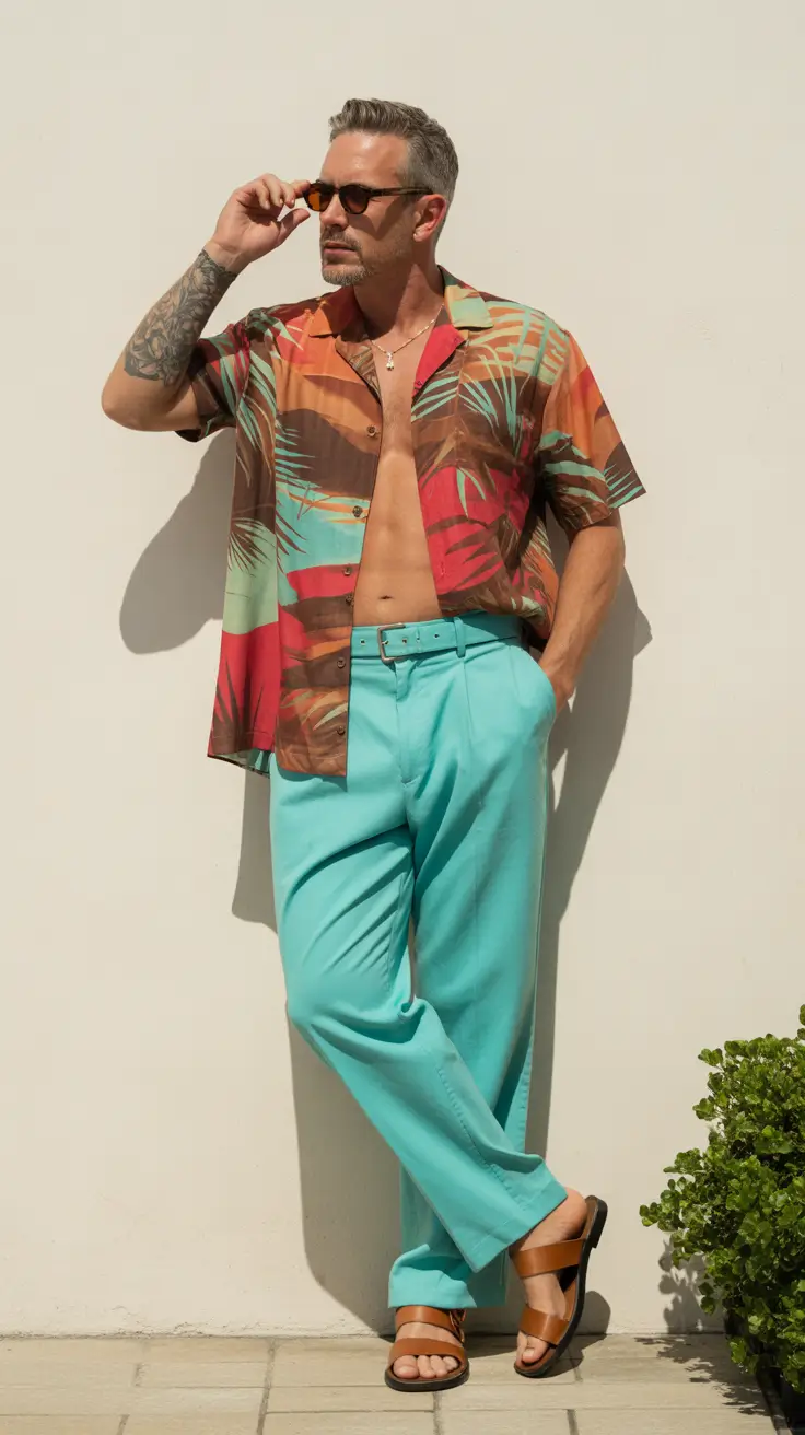 Outfits for Men Over 50 2026 Tropical Ease