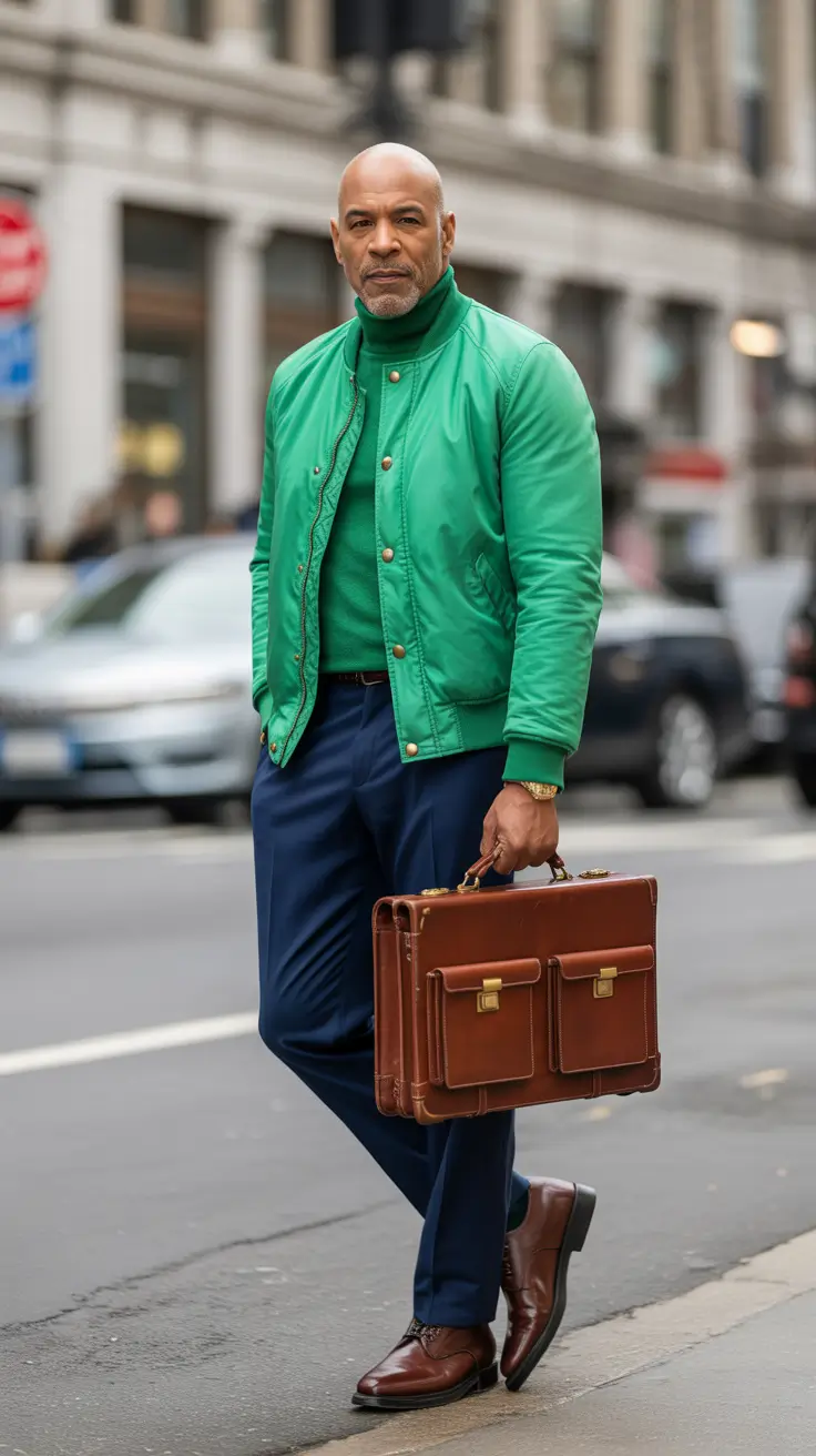 Outfits for Men Over 50 2026 Green Statement