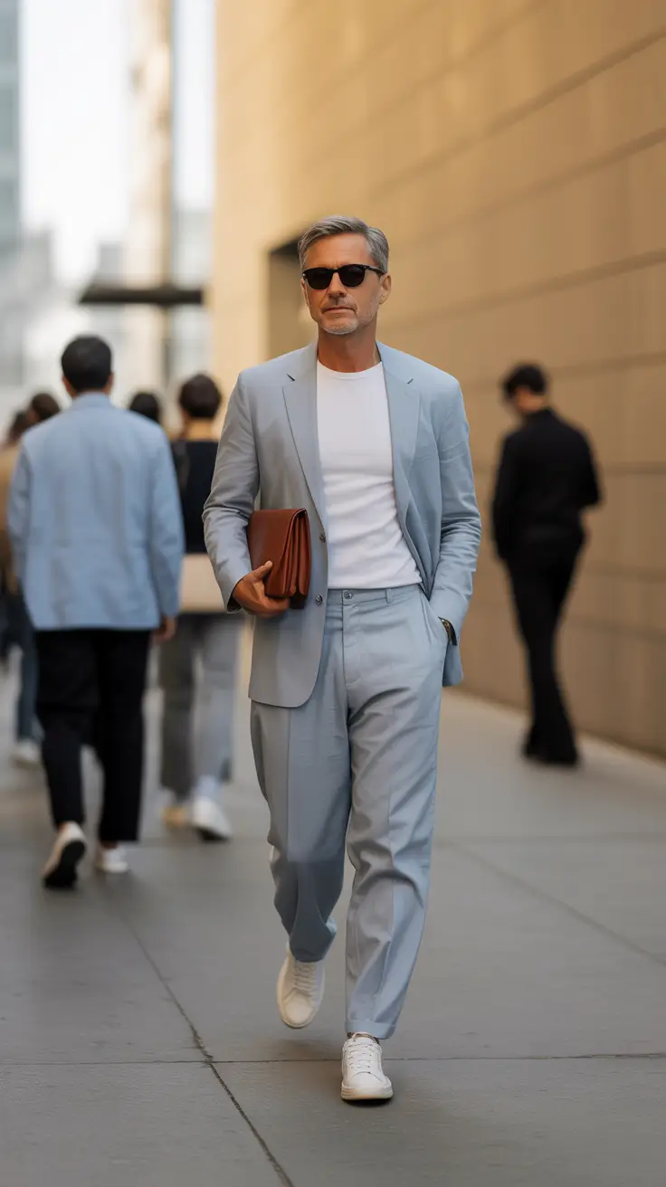 Outfits for Men Over 50 2026 Soft Blue Confidence