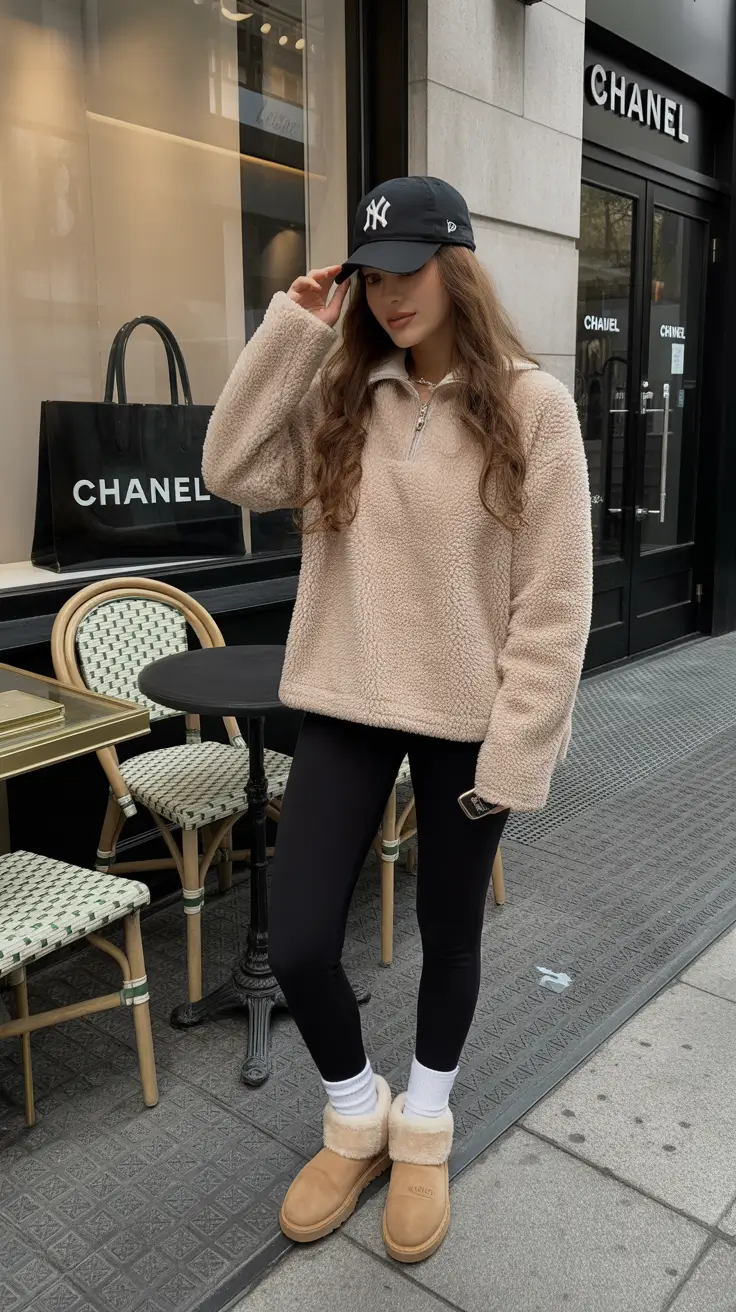 ugg outfits 2026 City Cozy Beige Fleece and Leggings