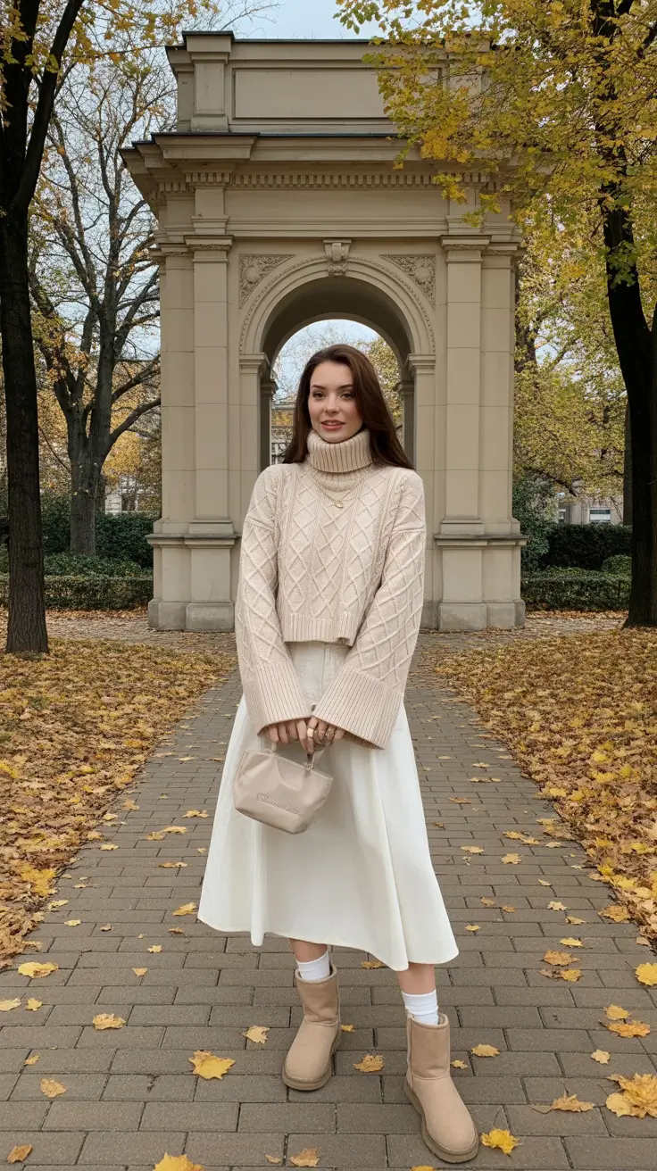 ugg outfits 2026 Soft Neutrals and Classic Romance