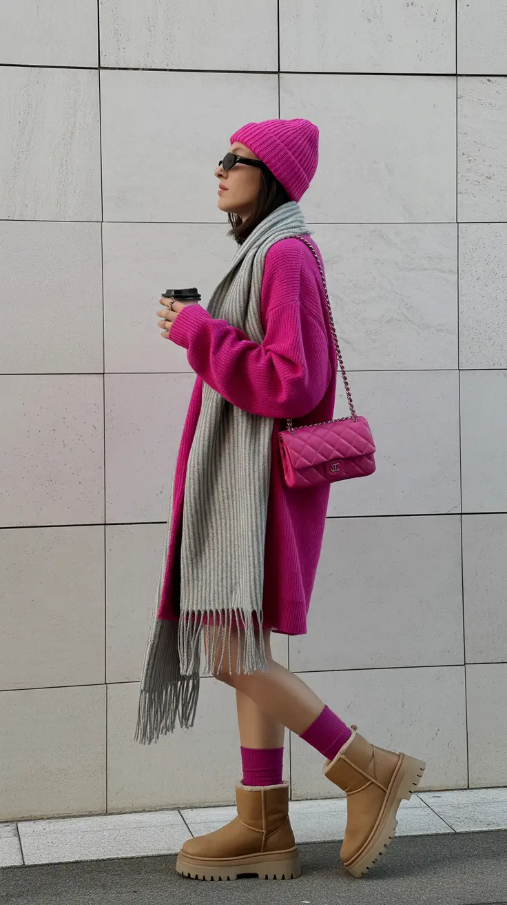 ugg outfits 2026 Bright Pink Boldness Meets Cozy Comfort